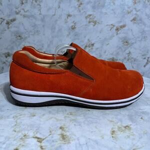 Alegria 45 Aaron Mens Size 11 Shoes Orange White Suede Slip On Comfort Sneakers